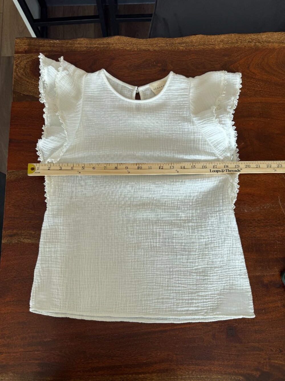 Sézane Ester Ecru Cotton Ruffle Sleeve Blouse Size 38 - Picture 9 of 12